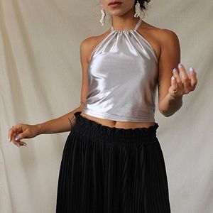 Silver Halter Top